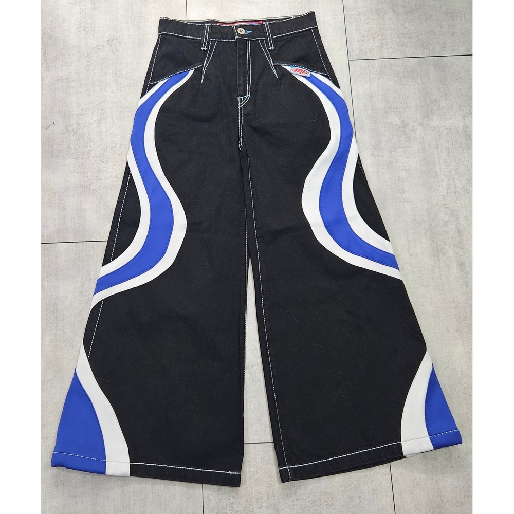 JNCO Hypnotix Collectors Limited Edition Jet Black Wide Leg Jeans 29W 30L